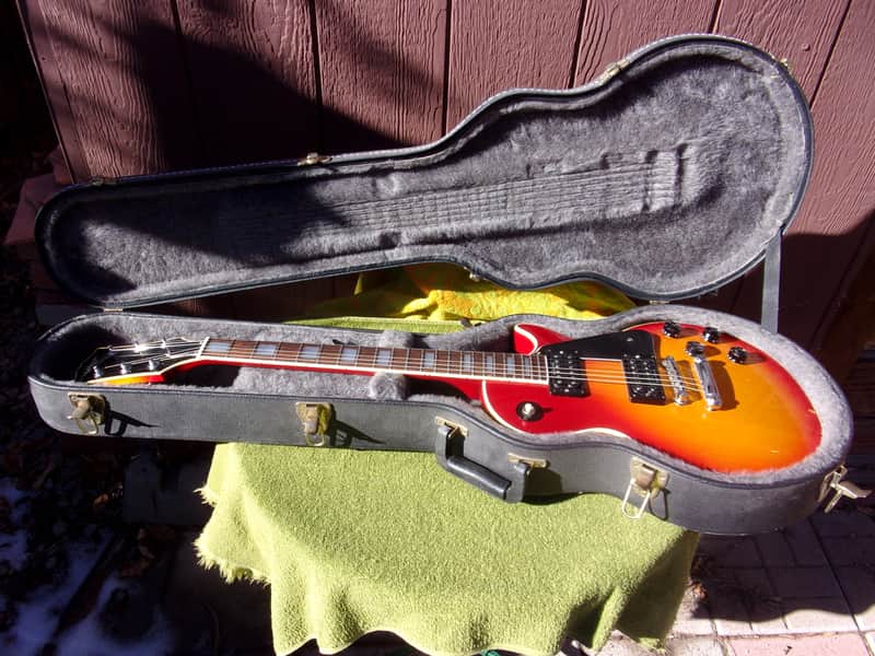 Memphis, set neck, single cut (LP copy), MIJ, 1970's, cherry sunburst, Duncans, case, volute, CIPOLLINA image 1