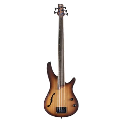 Ibanez Bass Workshop SRH505F-NNF Aerium Fretless Natural Browned Burst Flat - 5-String Electric Bass image 2
