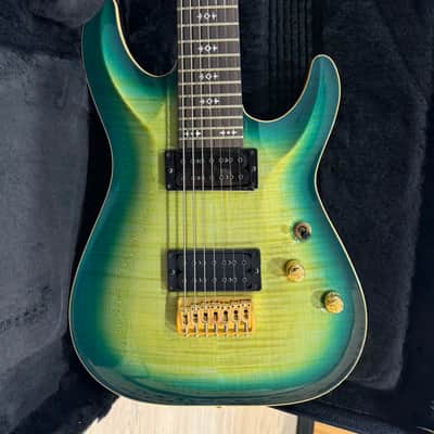 2015 Schecter USA Custom Shop Sunset Classic II 7 Caribbean Burst 7-String image 4