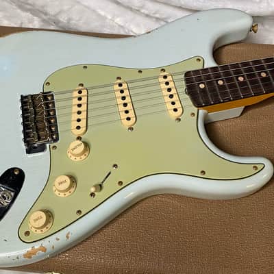 NEW! Fender Limited Edition Custom Shop 1960 Stratocaster Relic - Aged Sonic Blue - Matching Peg Head - 7.8lbs - Authorized Dealer - G07113 image 4