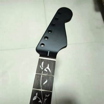 Matte Black Guitar Strat Style Maple Neck, Rosewood 22 Frets Fingerboard, Tree of Life Inlay image 4