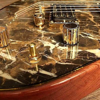 Zerberus-Guitars  Gorgonized Nemesis 2016 Black&Gold Marble Hardshell Case Included image 2