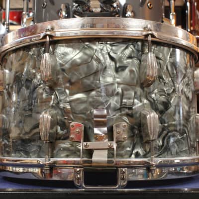1940s Slingerland 8x14 Radio King Snare Drum in Black Diamond Pearl image 2