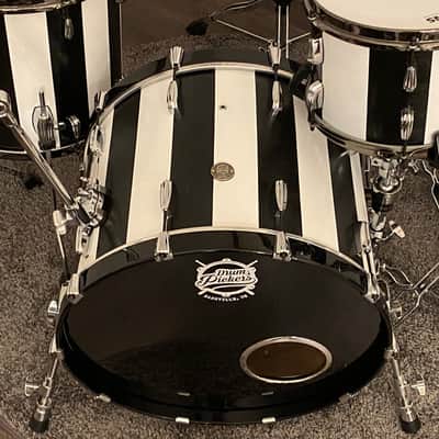 DrumPickers 4pc Vintage Professional Drum Kit in Van Halen Black & White Stripe Tribute image 6