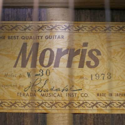 1973 made Vintage Acoustic Guitar MORRIS W-30 Solid Spruce Top Made in Japan image 5