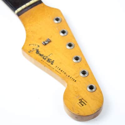 RARE 1963 Vintage Fender Stratocaster Neck Maple Brazilian Rosewood Clay Inlays Strat USA 1960s L-Series Pre-CBS image 11
