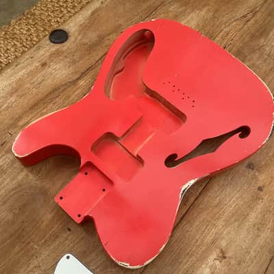 Brand new  ! Lightest 1 piece Swamp Ash in paint on Reverb  ?  . 1.1 kg in relic Faded Fiesta  Red Nitro . image 11