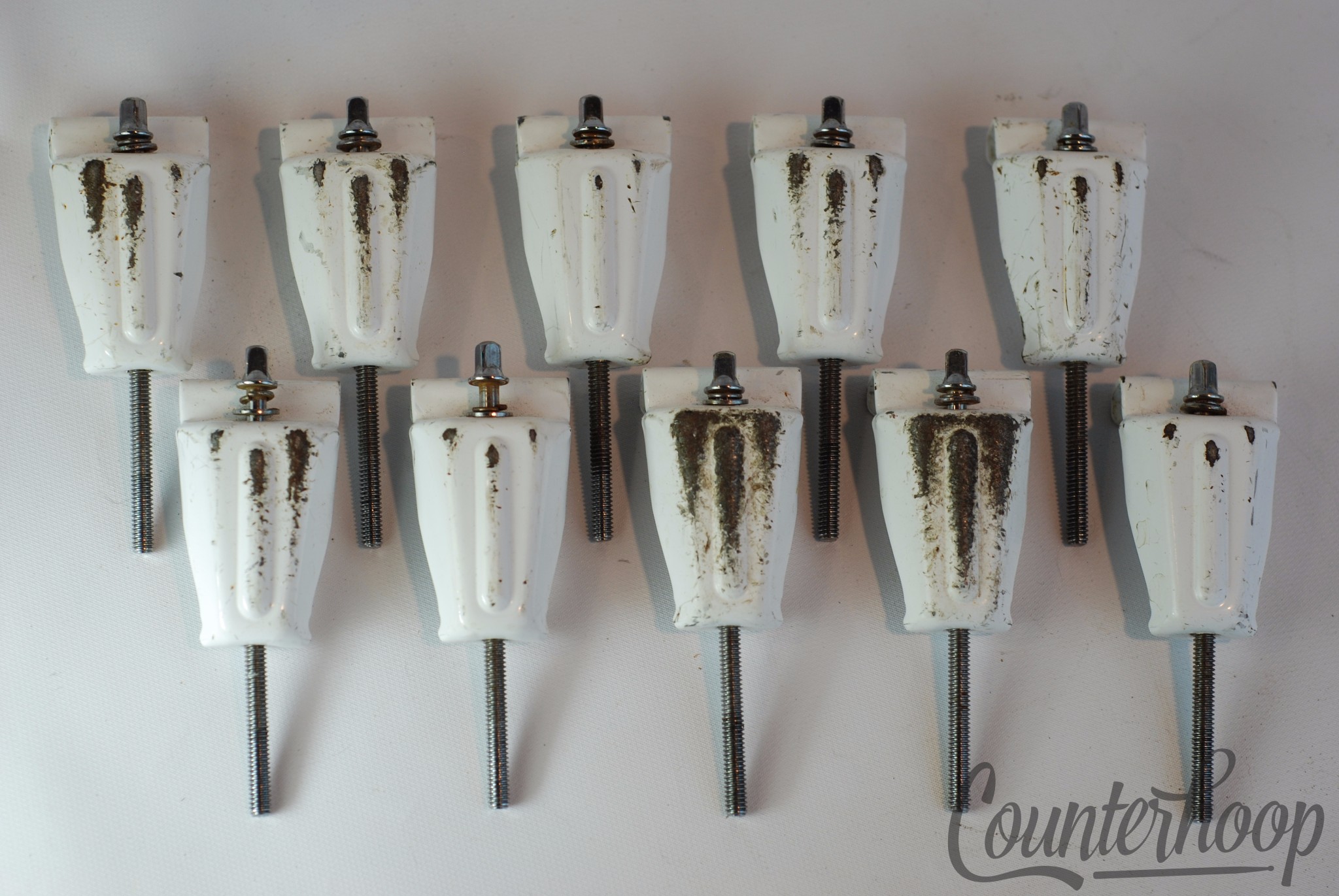 Premier 10x Bass Drum Tension T-Rods/Claws White Powder-Coated Vintage 70s-80s* — main photograph