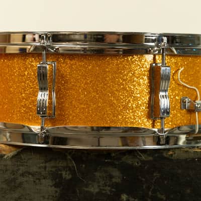 1970s Ludwig 5x14 Gold Sparkle Jazz Festival Snare Drum image 5