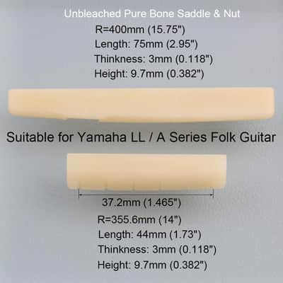 Acoustic Guitar Bone Nut & Saddle Set Acoustic Guitar 44mm / 75mm image 2
