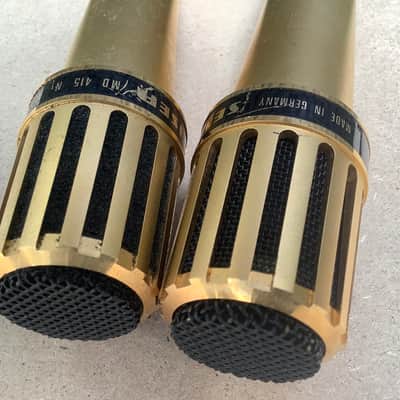 2x Sennheiser GOLD MD 415 N / nice set Vintage made in Germany 70’s Ultra rare GOLD version microphone set ! image 11