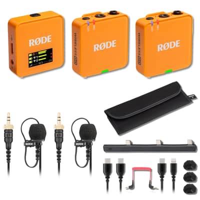 Rode Wireless GO (Gen 3) Compact Wireless Microphone System (Orange) with 2x Rode Lavalier II image 1