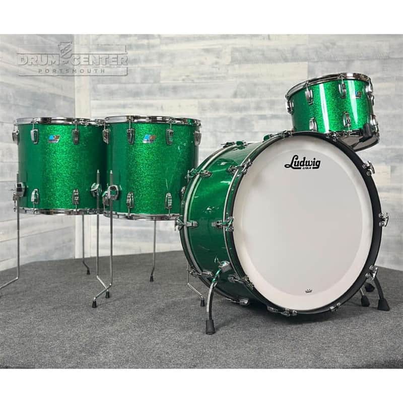 Ludwig Classic Oak 4pc Bonham Drum Set Green Sparkle image 1