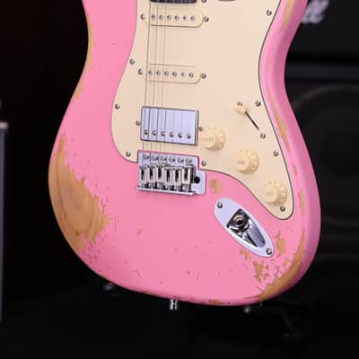 Dhatarattha HSS Strat-Style – Shell Pink Nitro Relic image 3