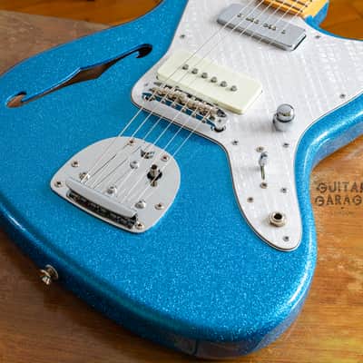 Fender USA neck on a custom Thinline Jazzmaster body Blue Sparkle offset - Bare Knuckle and The Creamery pickups image 10