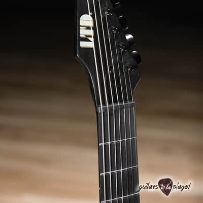 ESP LTD AW-XJ7B Baritone EverTune 7-String w/ Case – Black Open Grain Satin image 5