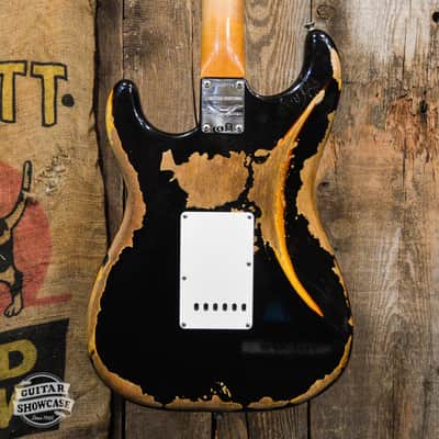 Fender Custom Shop '61 Reissue Stratocaster Relic - Heavy Relic Aged Black Over 3-Color Sunburst image 4