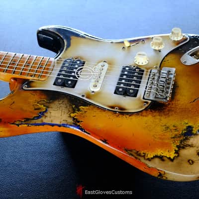 Fender Stratocaster Honey Burst H/S/H Reverse Headstock Aged Relic (RARE) image 6