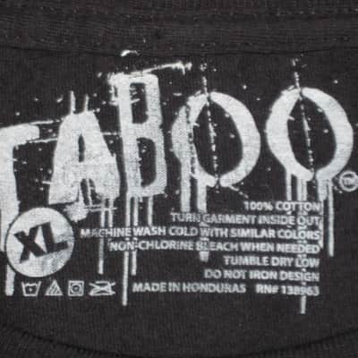 new old stock (NO paper hang-tag) A+ Taboo Rock Rock and Roll Guitar Heaven Shirt (XL) Black T shirt w/ many iconic guitars graphic (NO packaging) image 4