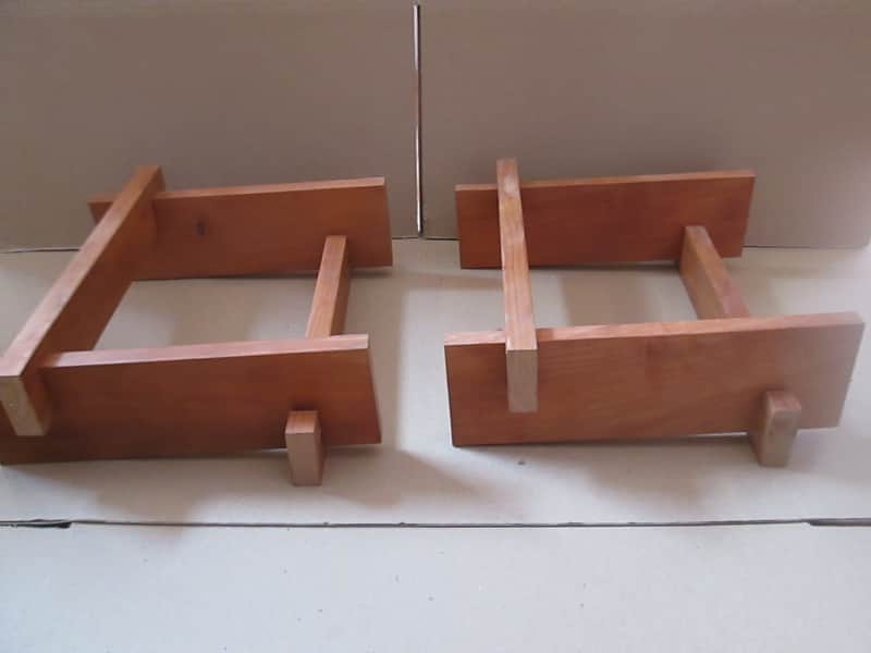 Back-tilted solid cherry speaker stands for large Advent speakers image 1
