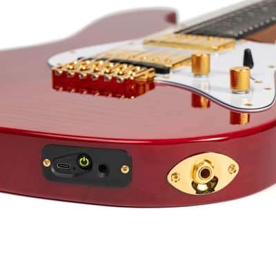 Jamstik Jamstik Deluxe MIDI Guitar - Red/White - B-Stock 2024 - Red Flamed Maple Veneer with Transparent Finish image 3
