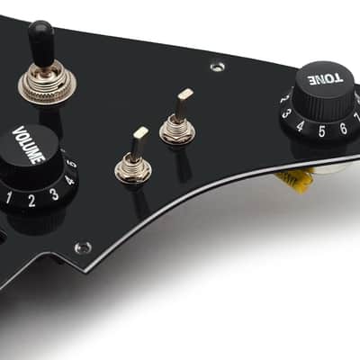 Alnico 5 Prewired Strat Pickguard Coil Splitting Pickguard HH(Mini Humbucker+Humbucker) Loaded Pickguard with Humbucker Pickups Set (Black, SH) image 2
