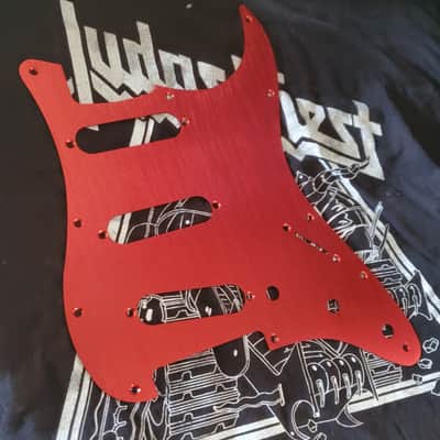 HIVE 11-Hole Strat Style Pickguard SSS Anodized Aluminum - Brushed RED image 3