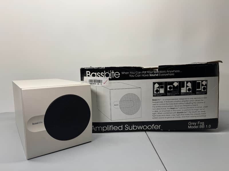 KLH Bassbite BB 1.0 Subwoofer Powered Sub Home Audio Vintage White - Open Box