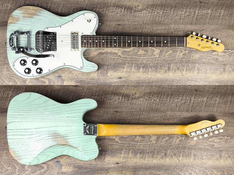 MyDream Partcaster Custom Built - Old Ash Surf Green Lollar Gold Foil image 1