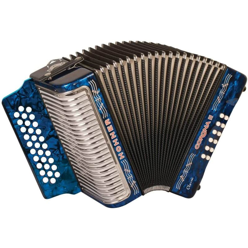 Hohner Corona II Classic Diatonic Accordion with Gig Bag - GCF - Dark Blue Pearl image 1