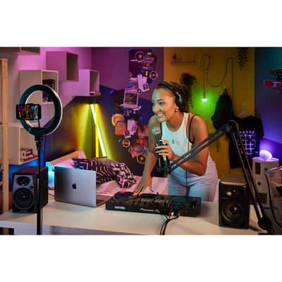Pioneer DDJ-REV1 DJ Controller Bundle with Adjustable Laptop Stand for DJ's, Monitoring Headphones and StreamEye Polishing Cloth image 4