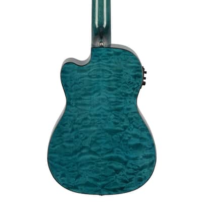 Lanikai Quilted Maple Blue Stain Baritone A/E Ukulele with Foam Case (QM-BLCEB) image 2