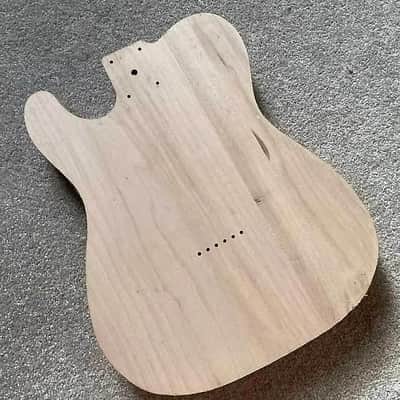 Unfinished Mahogany Wood Tele Style Guitar Body HH, String Through Bridge image 2