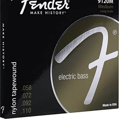 Fender 9120M Nylon Tapewound Electric Bass Strings, Long Scale MEDIUM 58-110