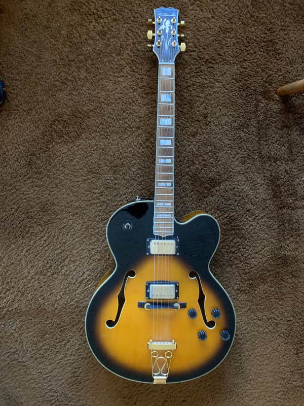 1990 Samick HJRG-302 L-5 Copy Clone Hollowbody Electric Guitar w