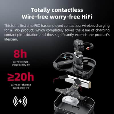 FiiO UTWS5 2025 True Wireless Bluetooth Earbuds Hook & Headphone Amp for IEMs, AK4332 DAC, Hi-Res 96kHz/24bit LDAC -MMCX/0.78 2pins Connector, 10-Band PEQ, 20H Battery Life (MMCX) image 3