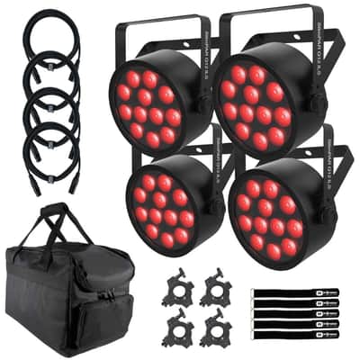 Chauvet DJ SLIMPARQ12ILS ILS Quad-Color LED Par Light Fixtures 4 Pack w Gear Bag image 1