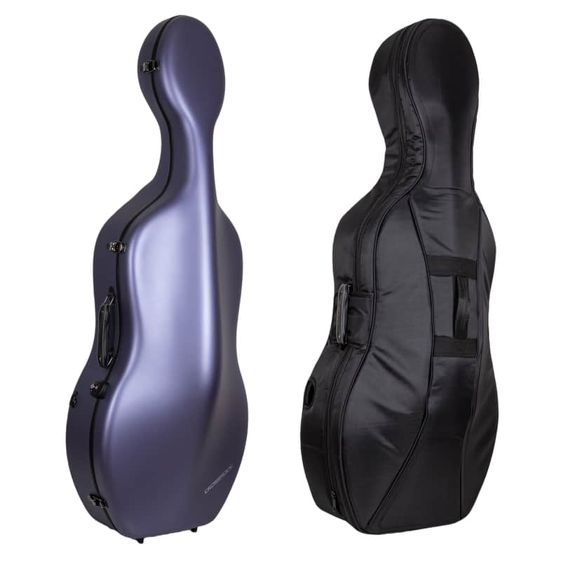Crossrock Ultra Carbon Fiber Case fits 4/4 Full Size Cello, Super lightweight as 6 lb, with Protective Cover, TSA Lock -Woad Blue image 1