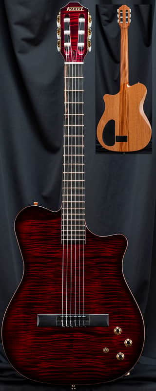 Kiesel NS1 Nylon String MIDI Synth Access Guitar 2019 Black Cherry Flame image 1
