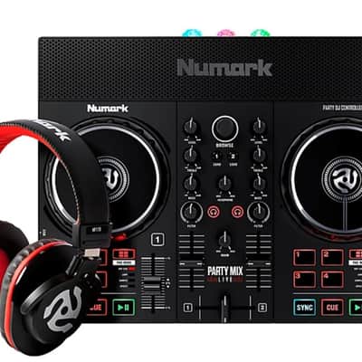 Numark PartyMix DJ Controller with Built-In Sound Card, Light Show 2010s - Black image 1