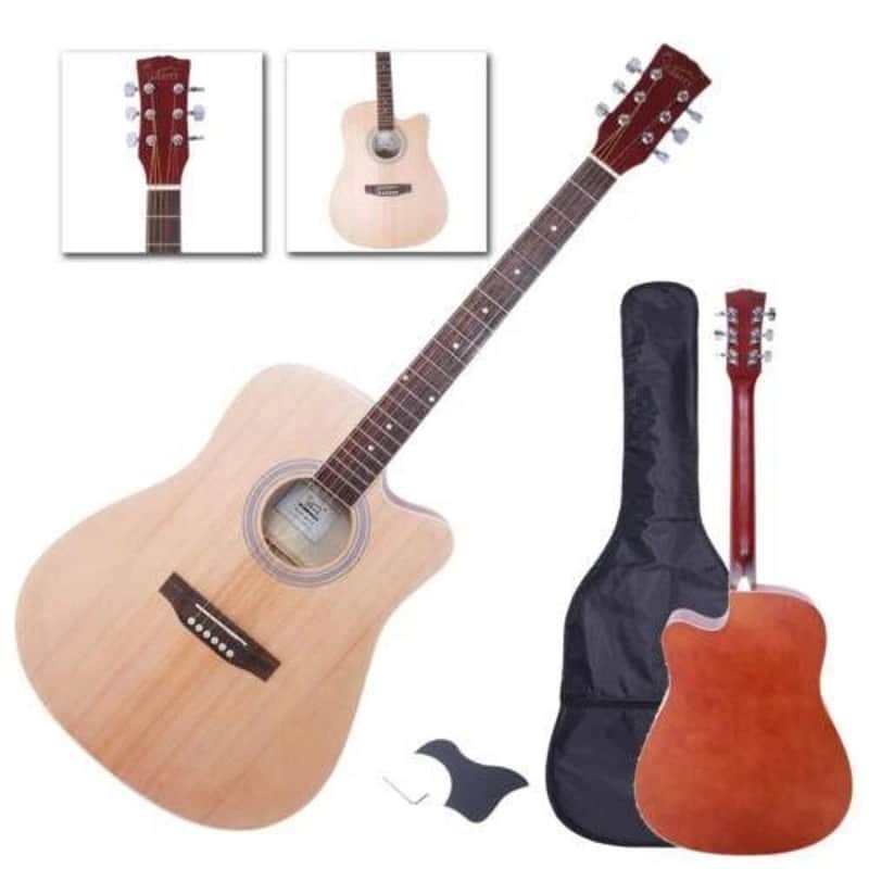 New Glarry 41" Unfilled Corner Spruce Front Cutaway Acoustic Guitar With Bag image 1
