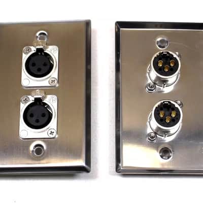 (2) Two Double XLR Single Wall Plates w Neutrik NC3FD-L-1 Female Stainless Steel image 3