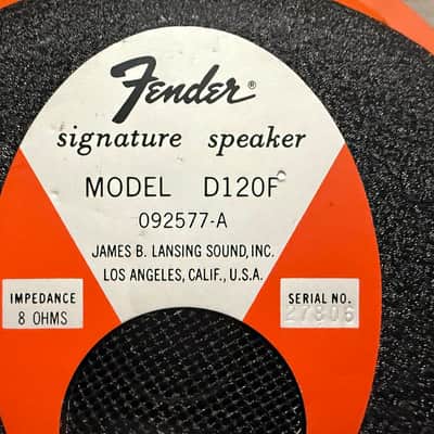 Pair of Vintage Orange Frame Fender JBL D120F 12" 8 Ohm Speakers - cleanest in the world! image 2