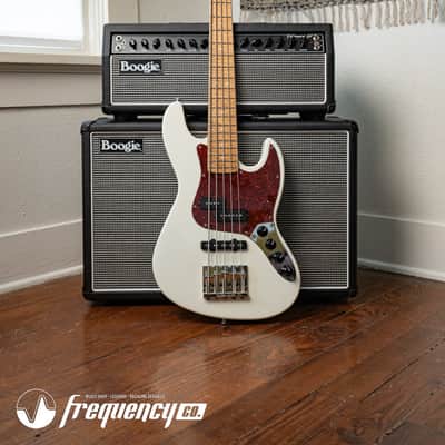 Gregg Guitars PJ5 Bass in Olympic White with an Chambered Ash Body and Roasted Flamed Maple Neck image 2