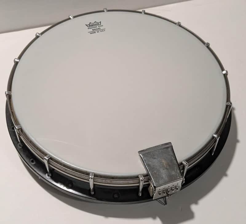 Vintage USA Banjo Rim w/ Head 16 Lug Remo USA 11" Phenolic Resin Hoop 5 String image 1