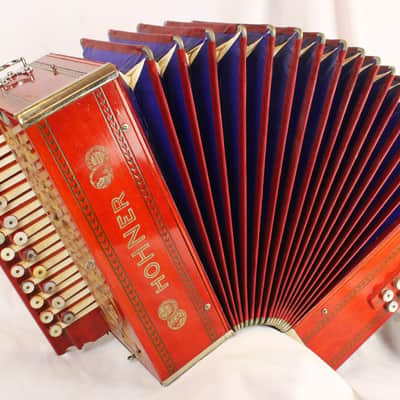 8272 - Red Hardwood Cabernet Hohner Diatonic Button Accordion BbEb MM image 1