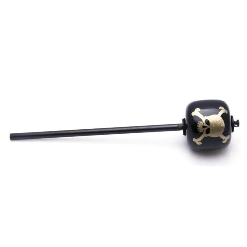 Danmar Black Wood Ball Bass Drum Beater, Black Shaft Silver Skull image 1