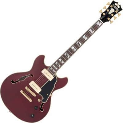 D'Angelico Deluxe Dc Mini Double Cutaway w/ stop-bar tailpiece Satin Trans Wine image 1