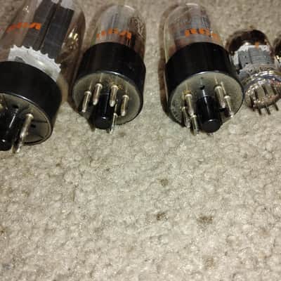 Original 1969 RCA Branded (1) 5U4GB, (2) 6V6GT's, (1) 7025, (1) 12AT7 tubes Amp image 3