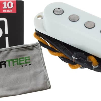 TV Jones Starwood Strat Parchment White Bridge Pickup Bundle w/Strings and Cloth image 1